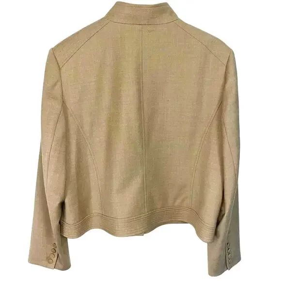 Talbots Women's Sz 18 Military Style Wool Jacket Light Camel Snaps - Picture 2 of 8